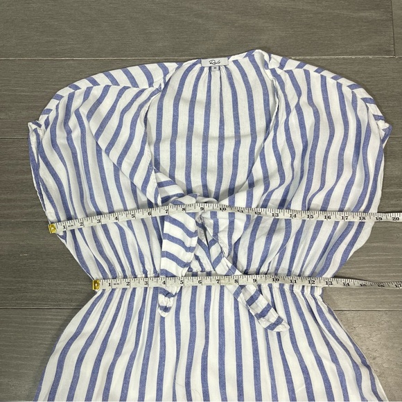 Rails Charlotte Linen Dress Grenadines Stripe Blue & White Tie Front XS Revolve - Picture 14 of 16